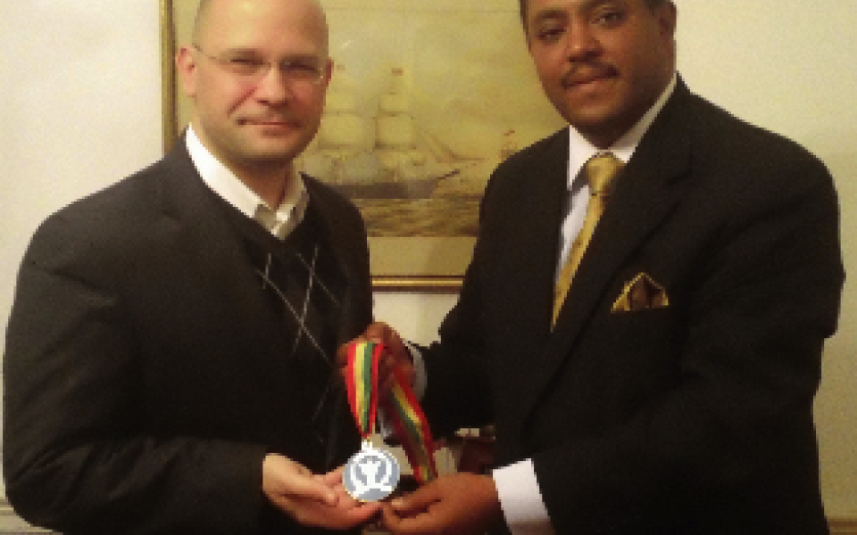 Mussie is awarded the peace medal